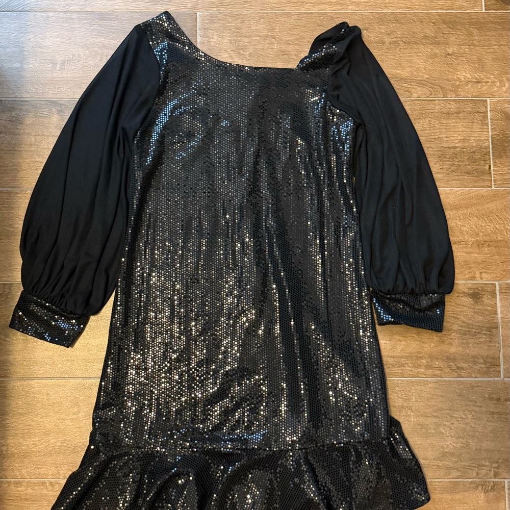 Elegant Black Sequin Kids Dress